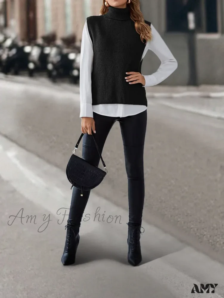 Knitted Vest New Fashion Winter Autumn Loose Fit Sleeveless Sweater - Image 4