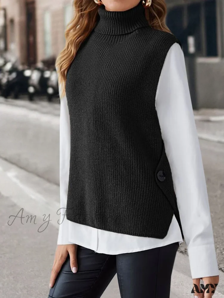 Knitted Vest New Fashion Winter Autumn Loose Fit Sleeveless Sweater - Image 5