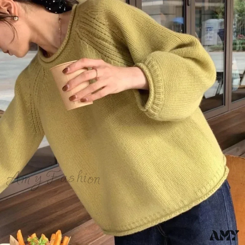 Korean Knitted Pullover Women O-neck Jumper Long Sleeve Autumn Winter Cozy Loose Stylish Chic Sweater - Image 3