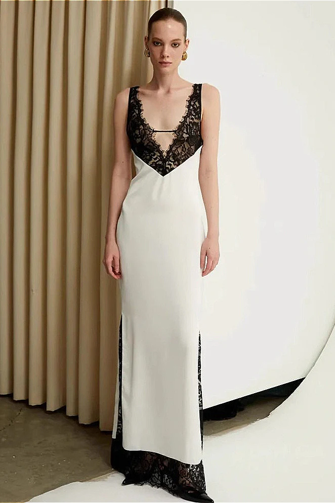 Lace Bandage V-Neck Sleeveless Party Dress