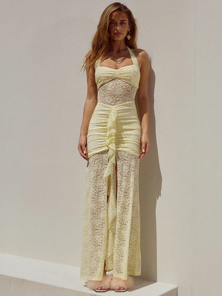 Lace Draped Patchwork Club Bodycon Dress - Image 4