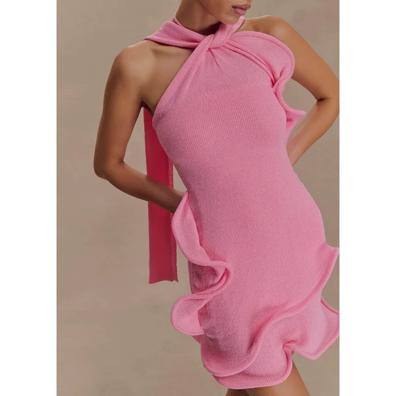 Lace Halter Neck Sleeveles Bodycon Dress - Image 2