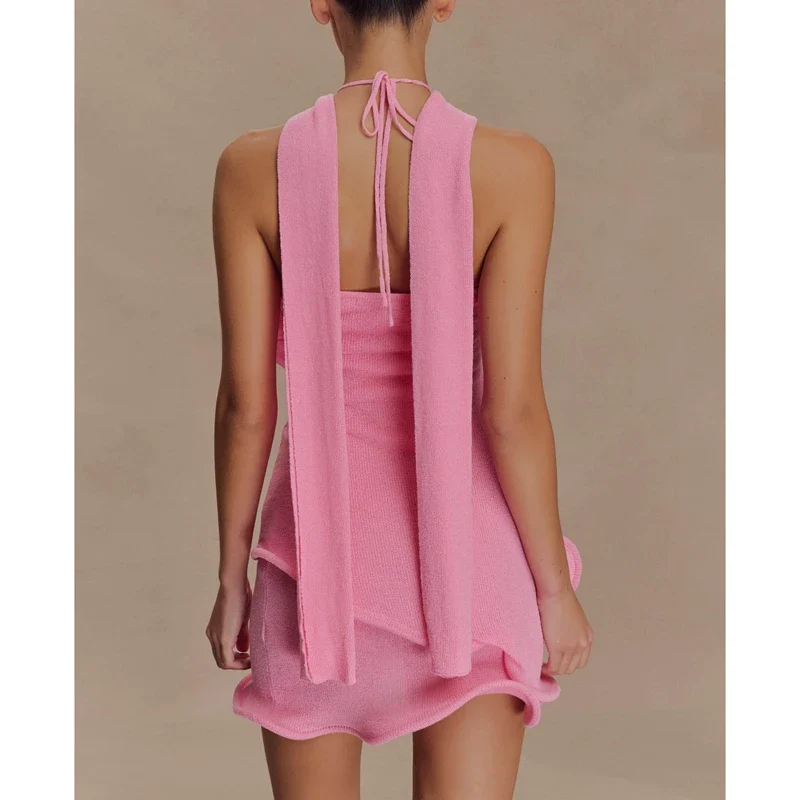 Lace Halter Neck Sleeveles Bodycon Dress - Image 3