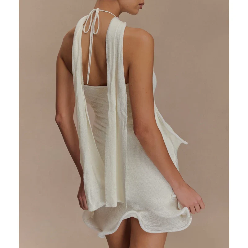 Lace Halter Neck Sleeveles Bodycon Dress - Image 6