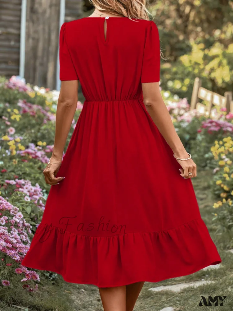 Amy Fashion - Lace Ruffle Hem Dress - Image 2