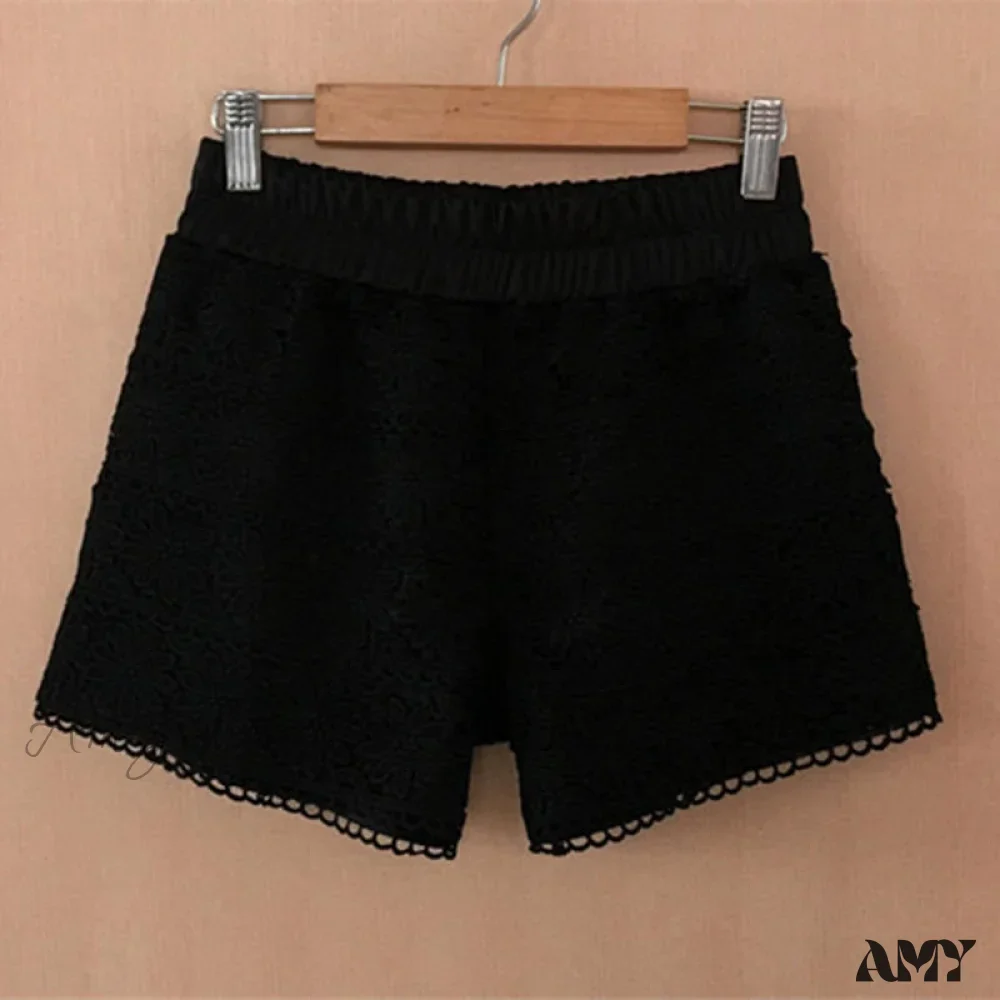 Amy Fashion - Elastic High Waist Lace Shorts - Image 3