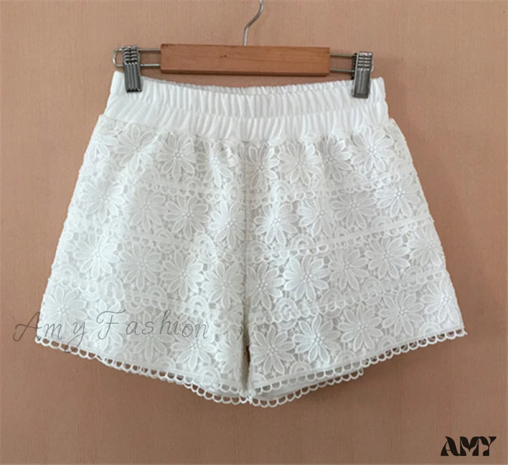 Amy Fashion - Elastic High Waist Lace Shorts - Image 7