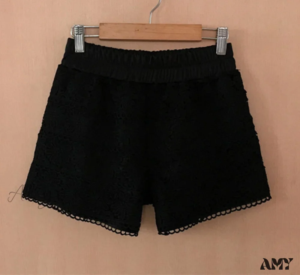 Amy Fashion - Elastic High Waist Lace Shorts - Image 9
