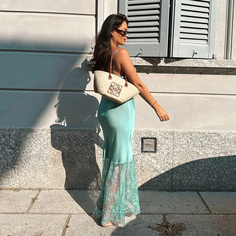 Lace Slash Backless Strap Midi Dress - Image 3