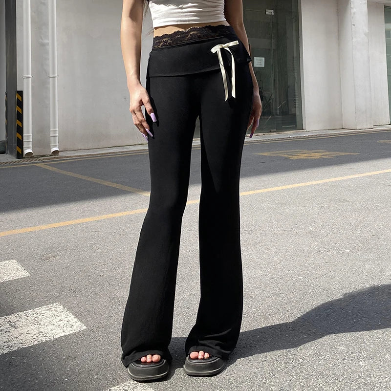 Lace Spliced Bow Yoga Pant - Image 2