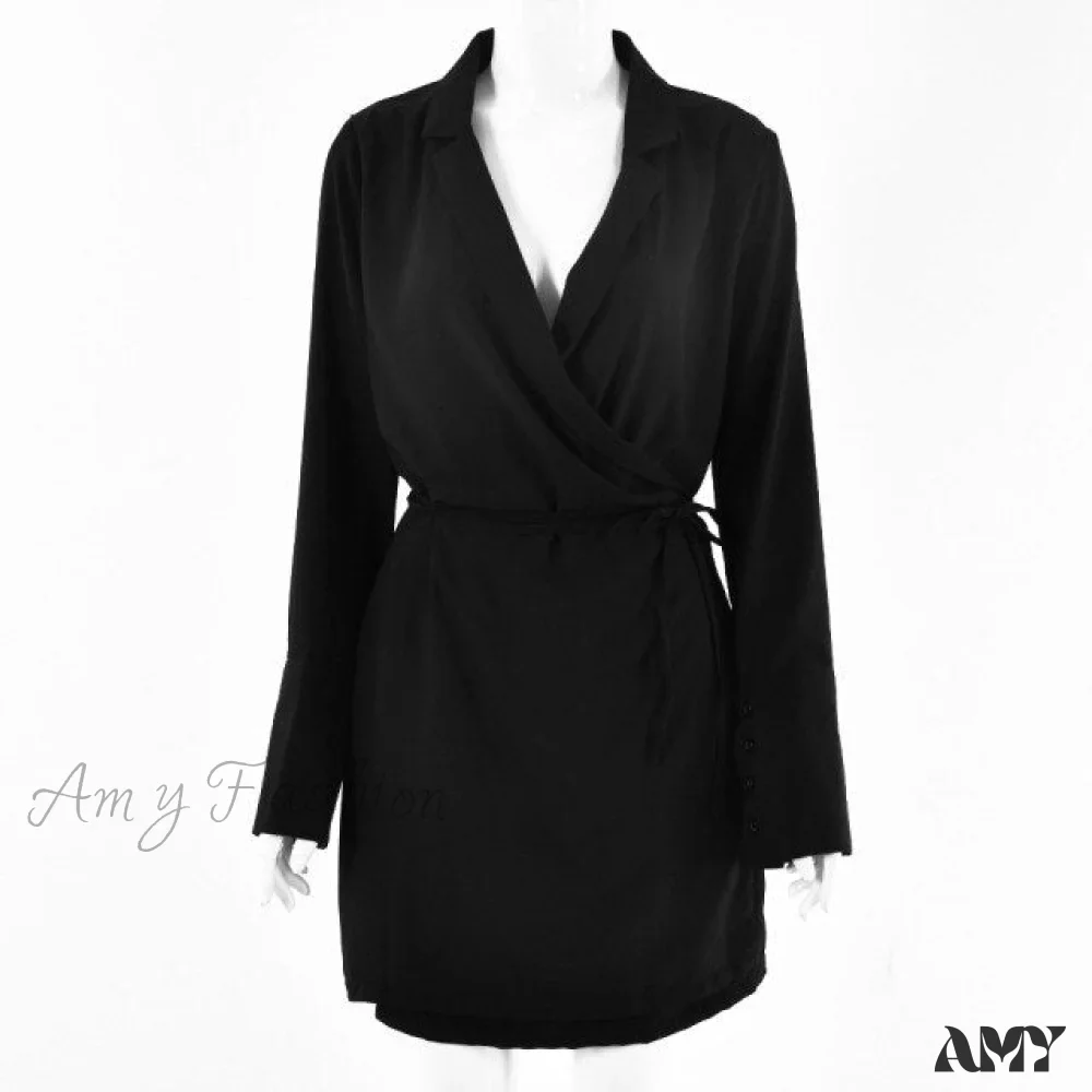 Amy Fashion - Lace up Wrapped Blazer Dress - Image 3