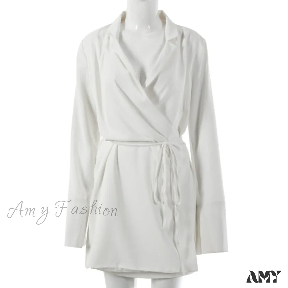 Amy Fashion - Lace up Wrapped Blazer Dress - Image 4