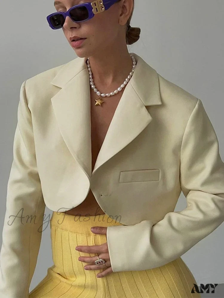 Amy Fashion - Ladies Slim Cropped Blazer Coat