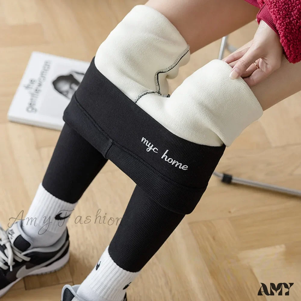 Amy Fashion - Velvet Thick High Waist Thermal Warm Leggings - Image 4