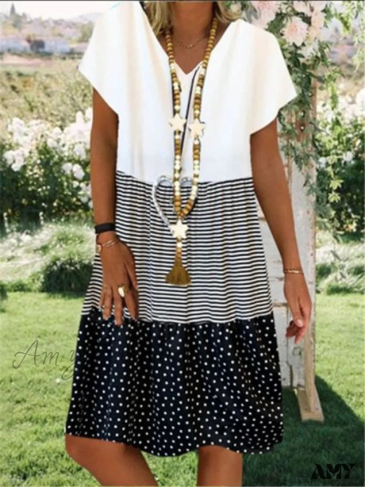 Amy Fashion - Large Big Printed Patchwork Boho Casual Party Dresses - Image 8