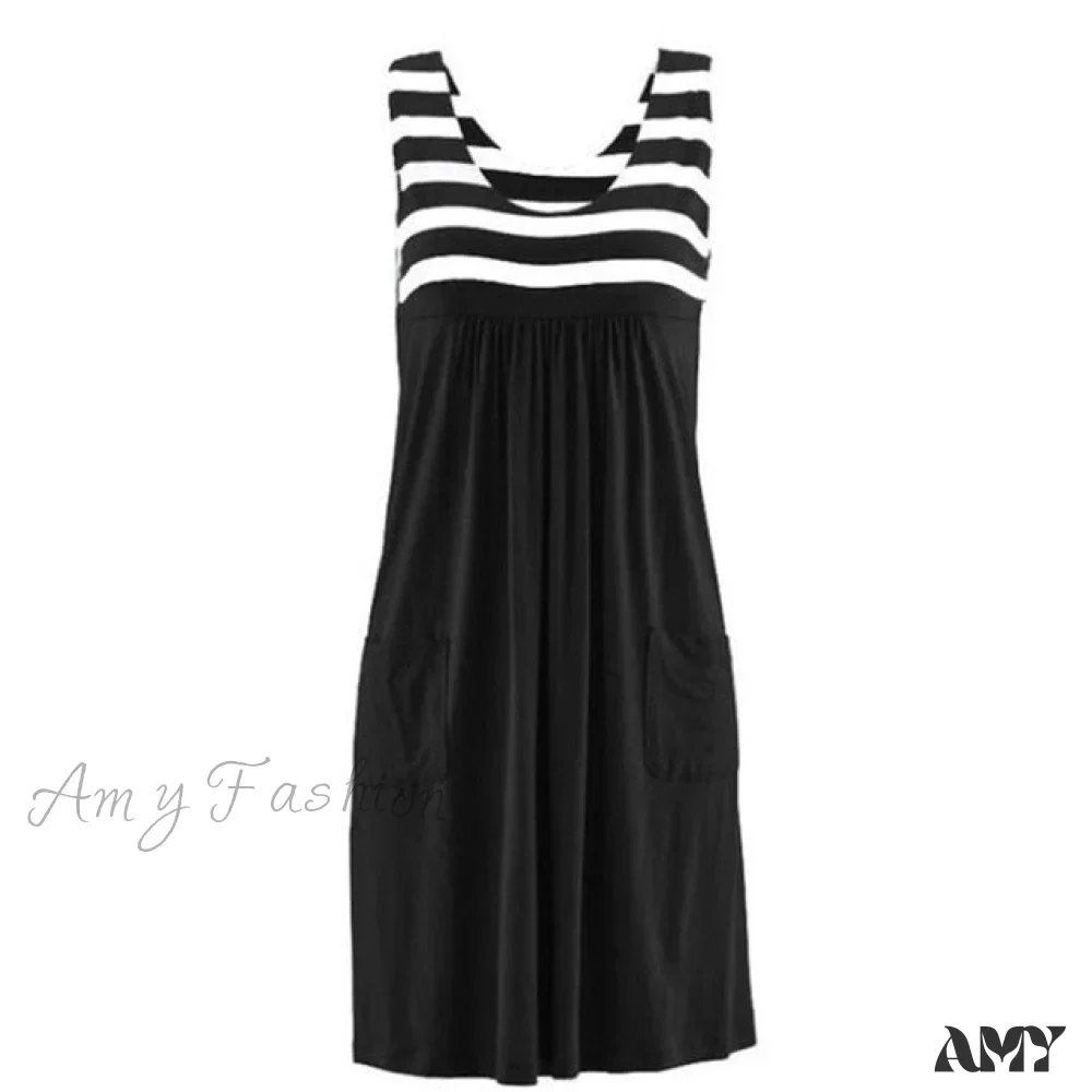 Amy Fashion - Large Size Loose Simple Sleeveless Dress - Image 5