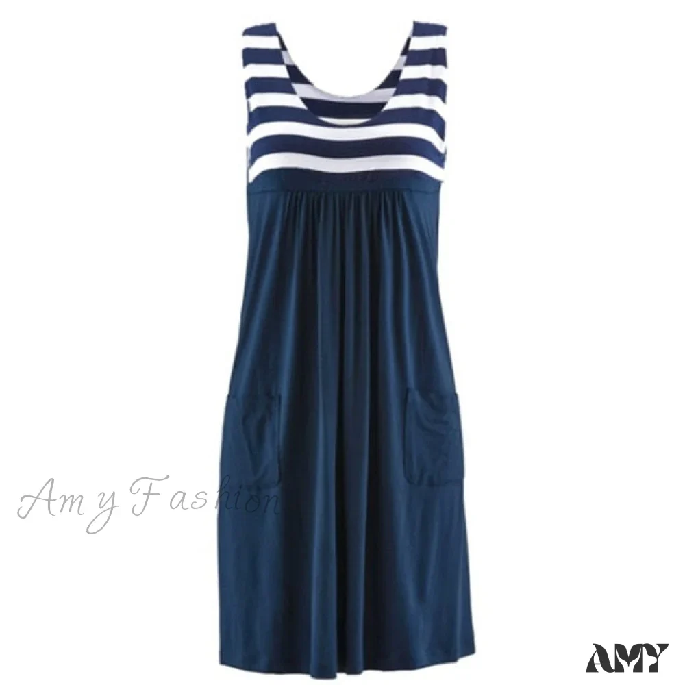 Amy Fashion - Large Size Loose Simple Sleeveless Dress - Image 9