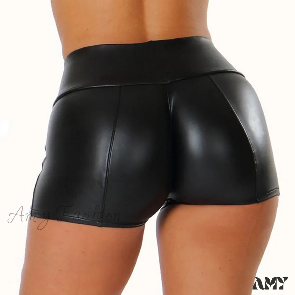 Amy Fashion - High Waist Bodycon Push Up Black Shorts - Image 2