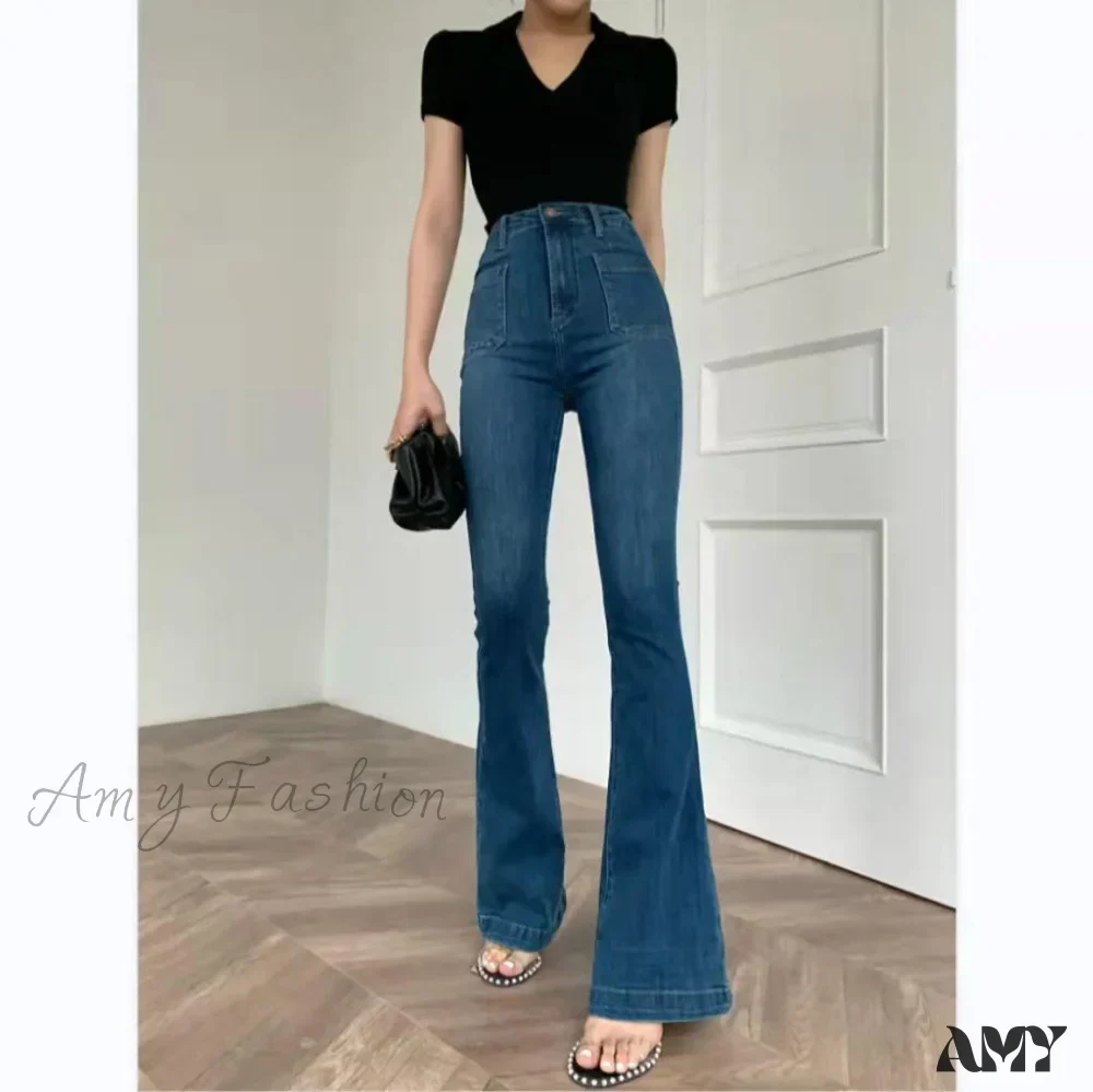 Amy Fashion - High Waist Flared Skinny Jeans - Image 5