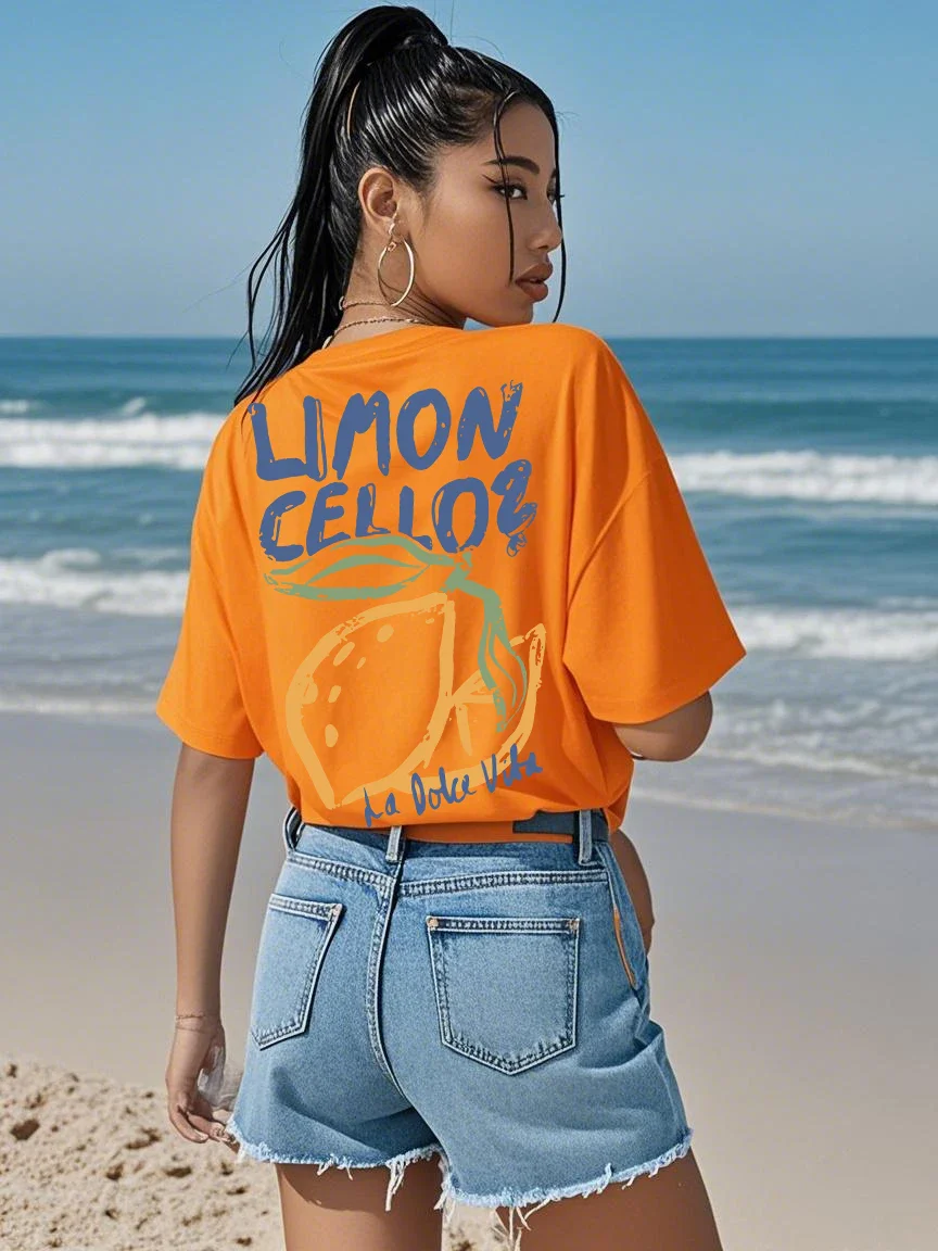 Lemon Graphic Loose Cotton T-shirt - Image 4