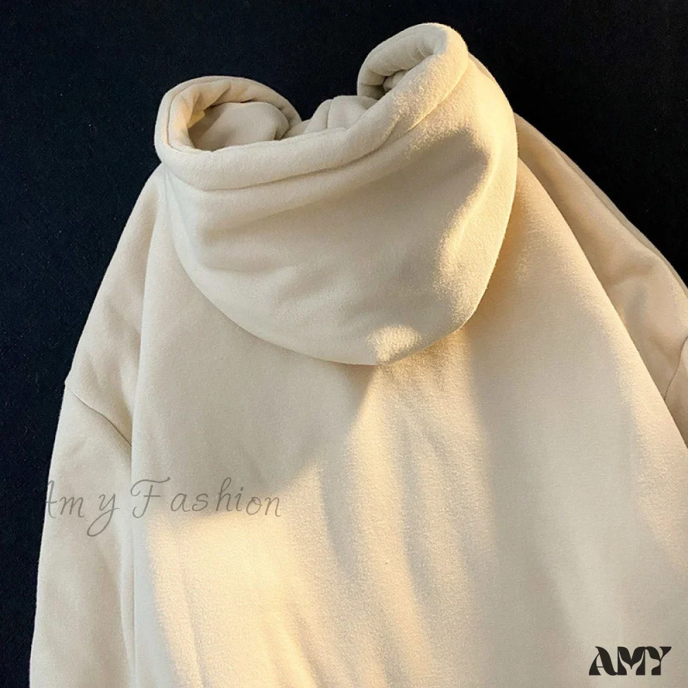 Amy Fashion - Letter Print Casual Oversize Hoody Jacket - Image 4