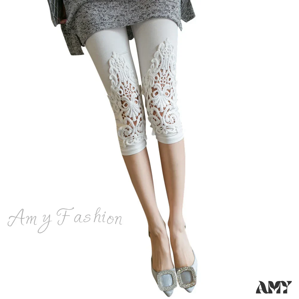 Amy Fashion - Hollow Lace Stretch Leggings
