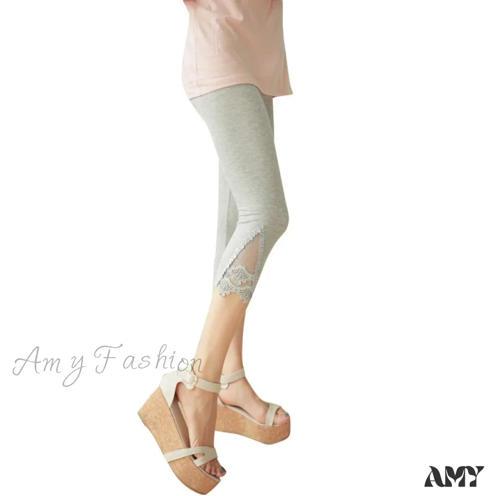 Amy Fashion - Hollow Lace Stretch Leggings - Image 2