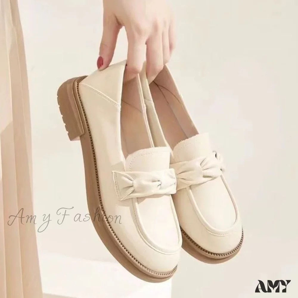 Loafers Spring Summer 2024 Korean Style Versatile Flat Shoes with Skirt Women's Chunky Heel Shoes - Image 4