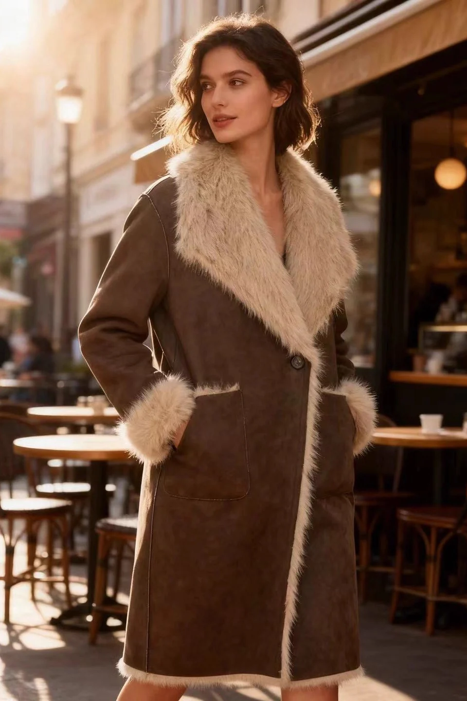 Long Double-Sided Reversible Winter Elegant Coat - Image 3