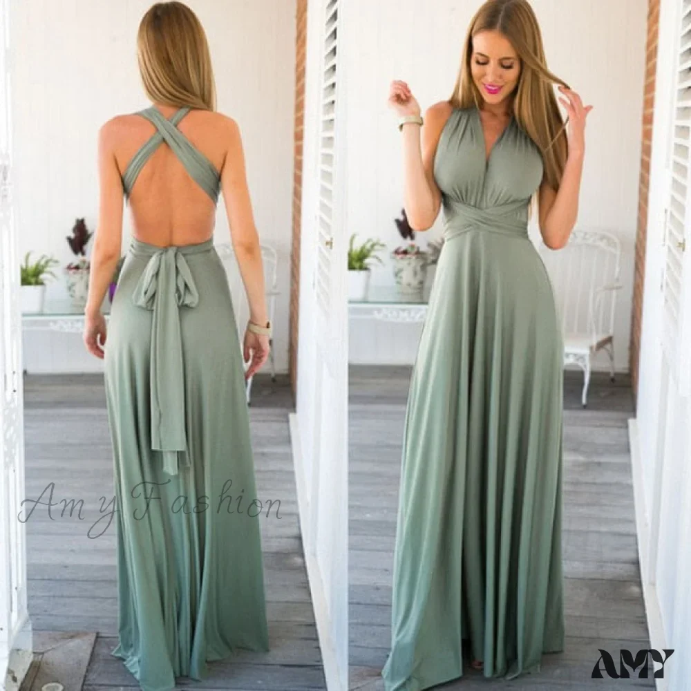 Amy Fashion - Long Party Multiway Convertible Infinity Robe Dress - Image 13