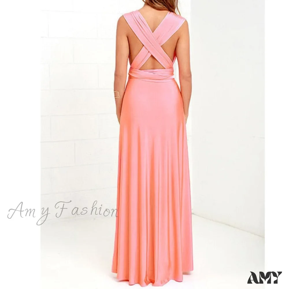 Amy Fashion - Long Party Multiway Convertible Infinity Robe Dress - Image 14