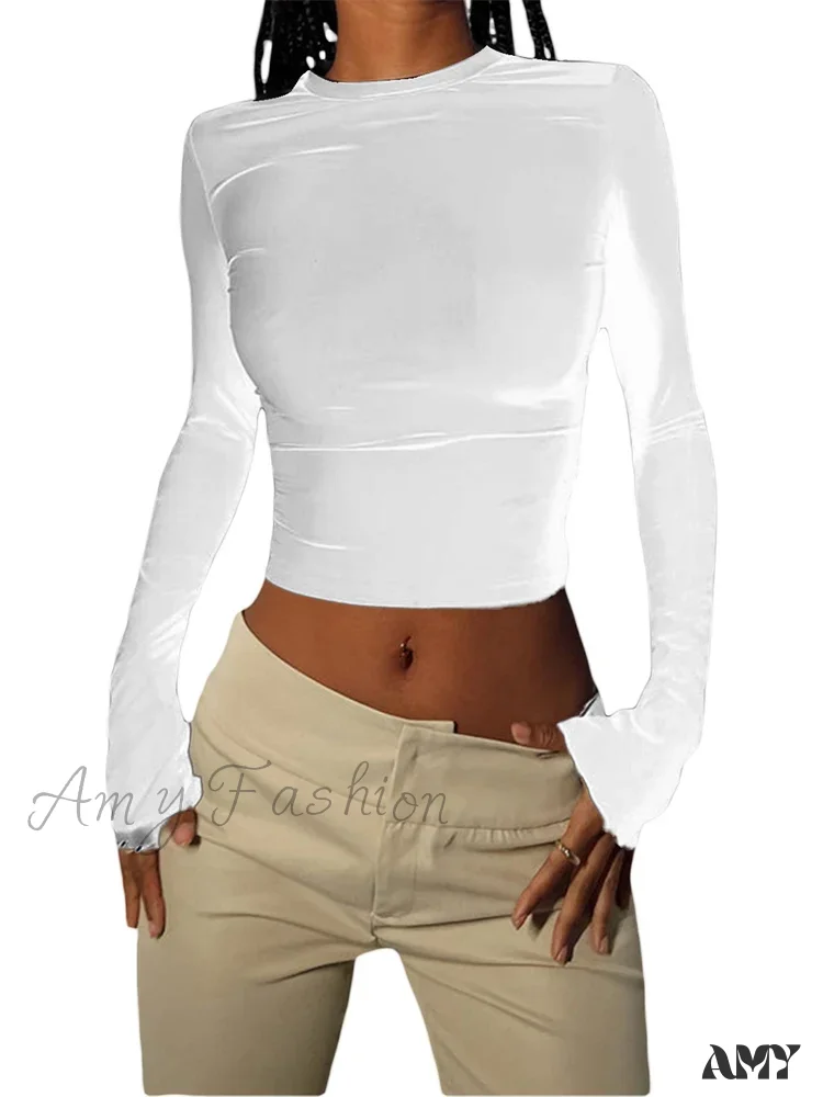 Amy Fashion - Long Sleeve Backless Casual Slim Fit Pullovers T-Shirts - Image 4