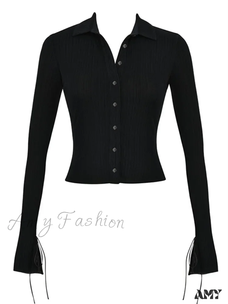 Amy Fashion - Long Sleeve Casual Turn-Down Collar Button-Down T-Shirts - Image 5