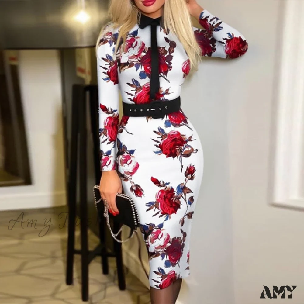 Amy Fashion - Long Sleeve Slim Fitness Elegant A Line Pencil Dresses - Image 9