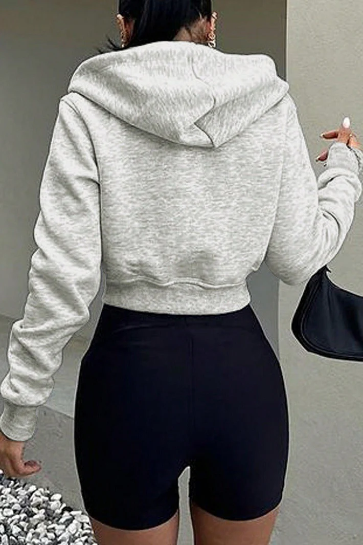 Long Sleeve Zip-Up Casual Sexy Hoodie - Image 3