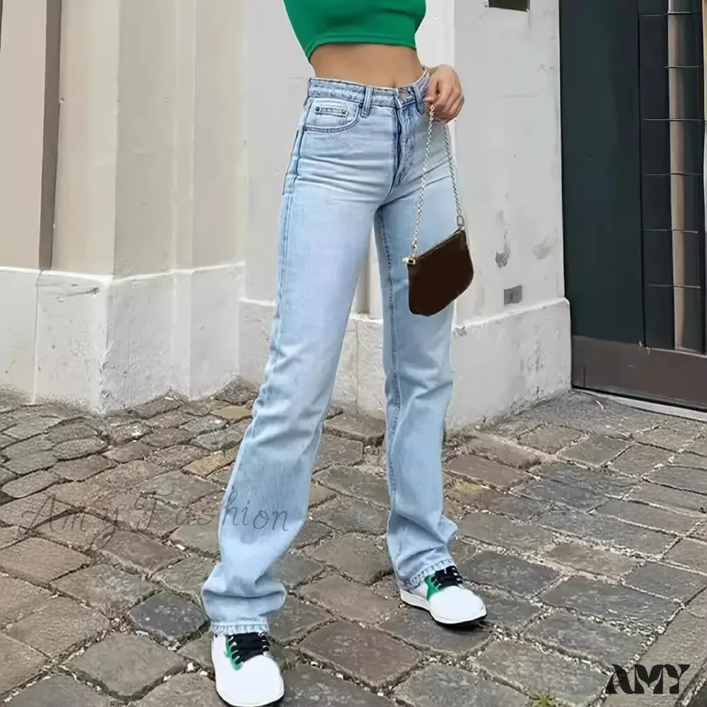 Loose Distressed Casual Basics High Waist Ankle Length Vintage Solid Pockets Denim Jean - Image 2