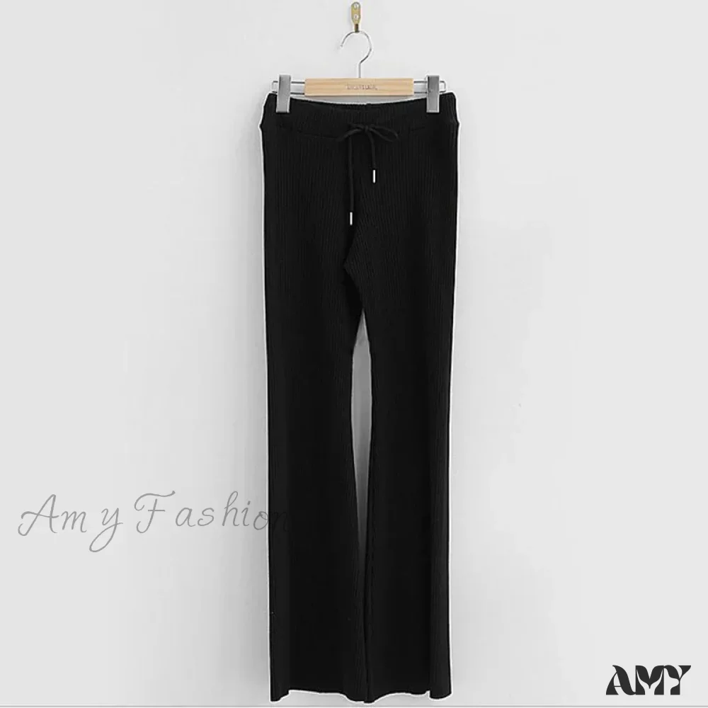 Loose Little Flare Solid White Casual Super Soft Pants - Image 6