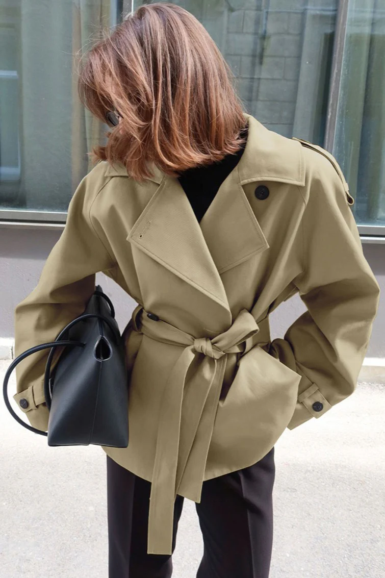 Loose Notch Collar Waist-Tied Designers Chic Trench Coat