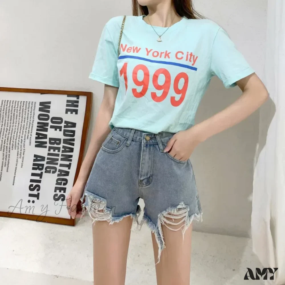 Amy Fashion - Loose Slimming Oversized Wide Leg Mesh Red A-line Hot Black Denim Shorts Summer Jean - Image 3