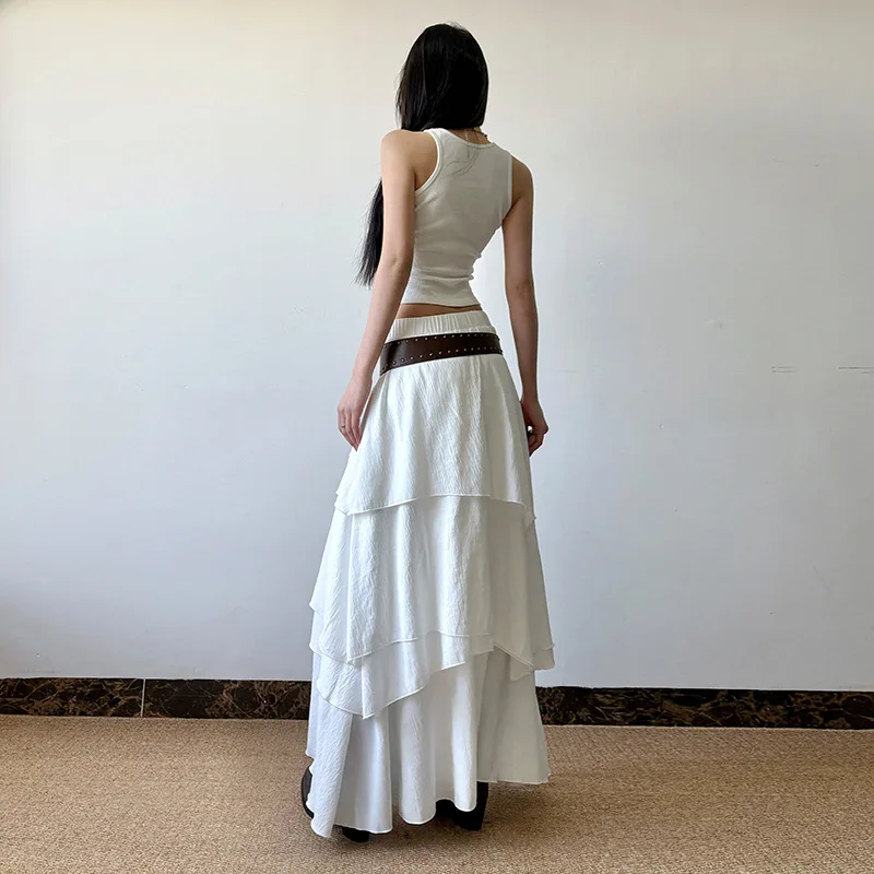Loose Solid Color Ruffle Skirt - Image 2