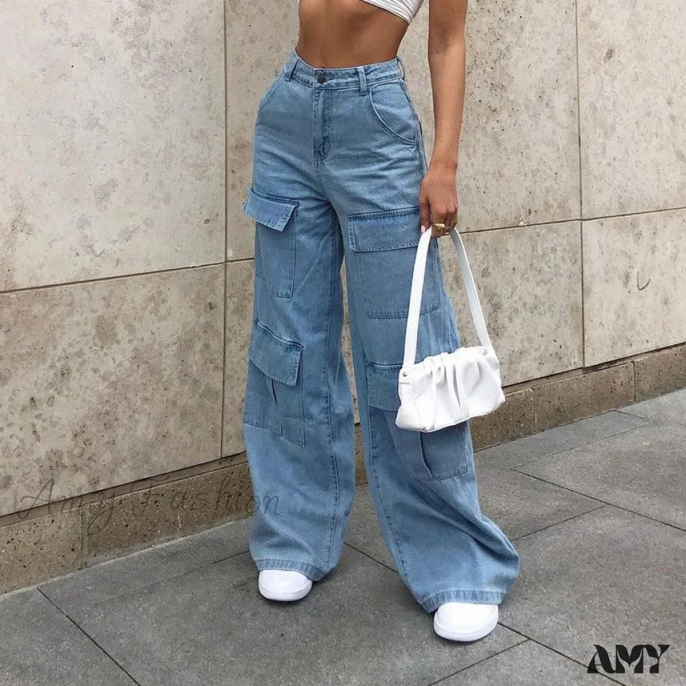 Amy Fashion - Loose Waist Casual Stylish Multi Pockets Trousers - Image 4