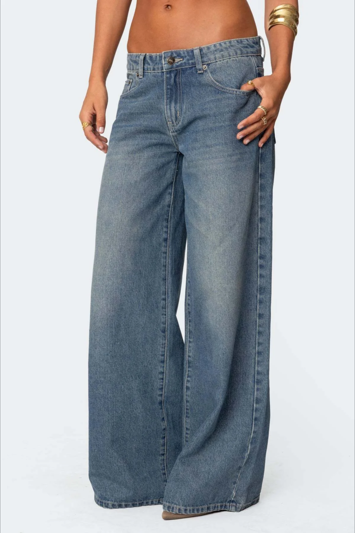 Loose Wide Leg Fashion Printed Denim Jeans - Image 10