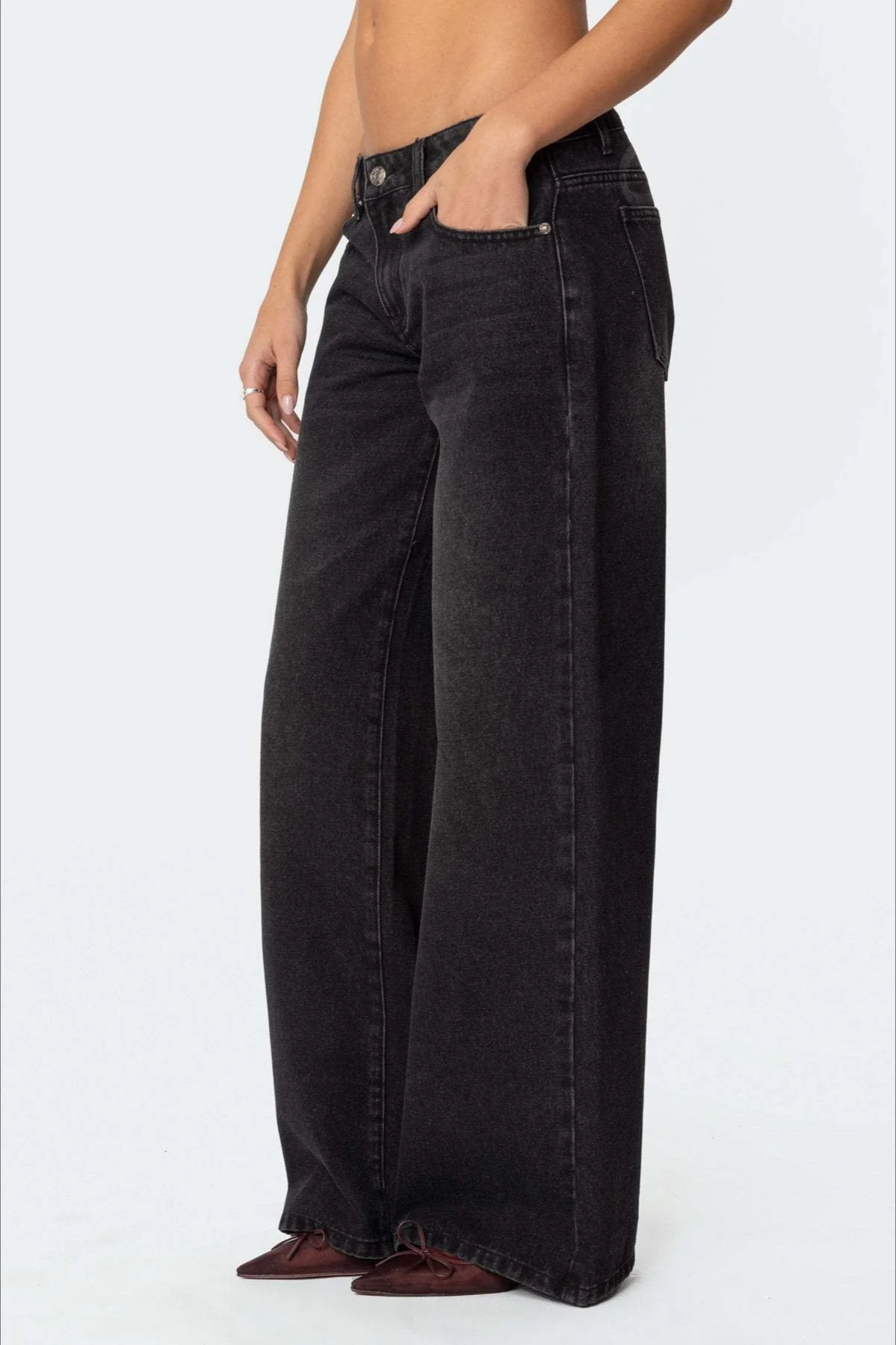 Loose Wide Leg Fashion Printed Denim Jeans - Image 3