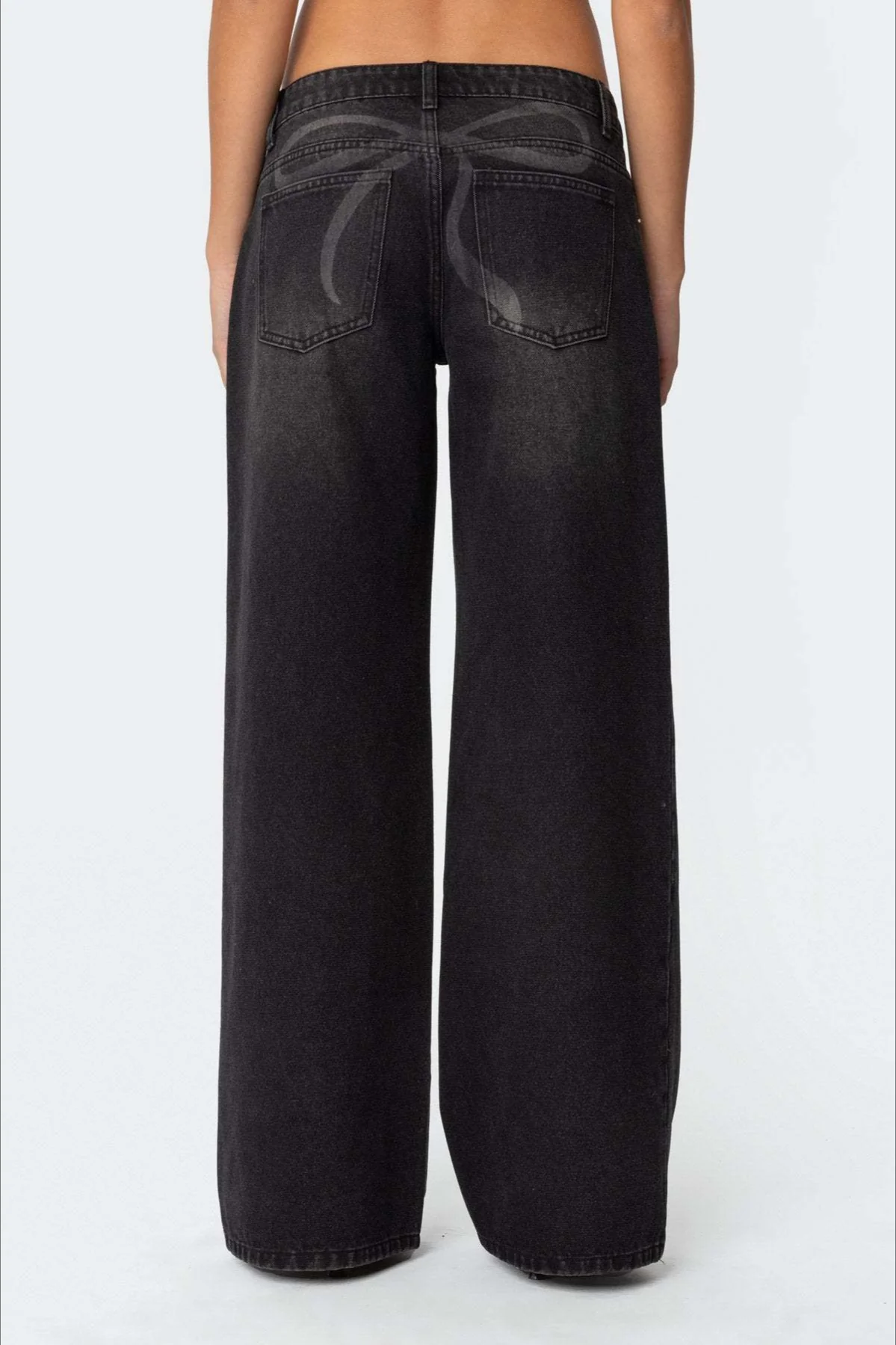 Loose Wide Leg Fashion Printed Denim Jeans - Image 4