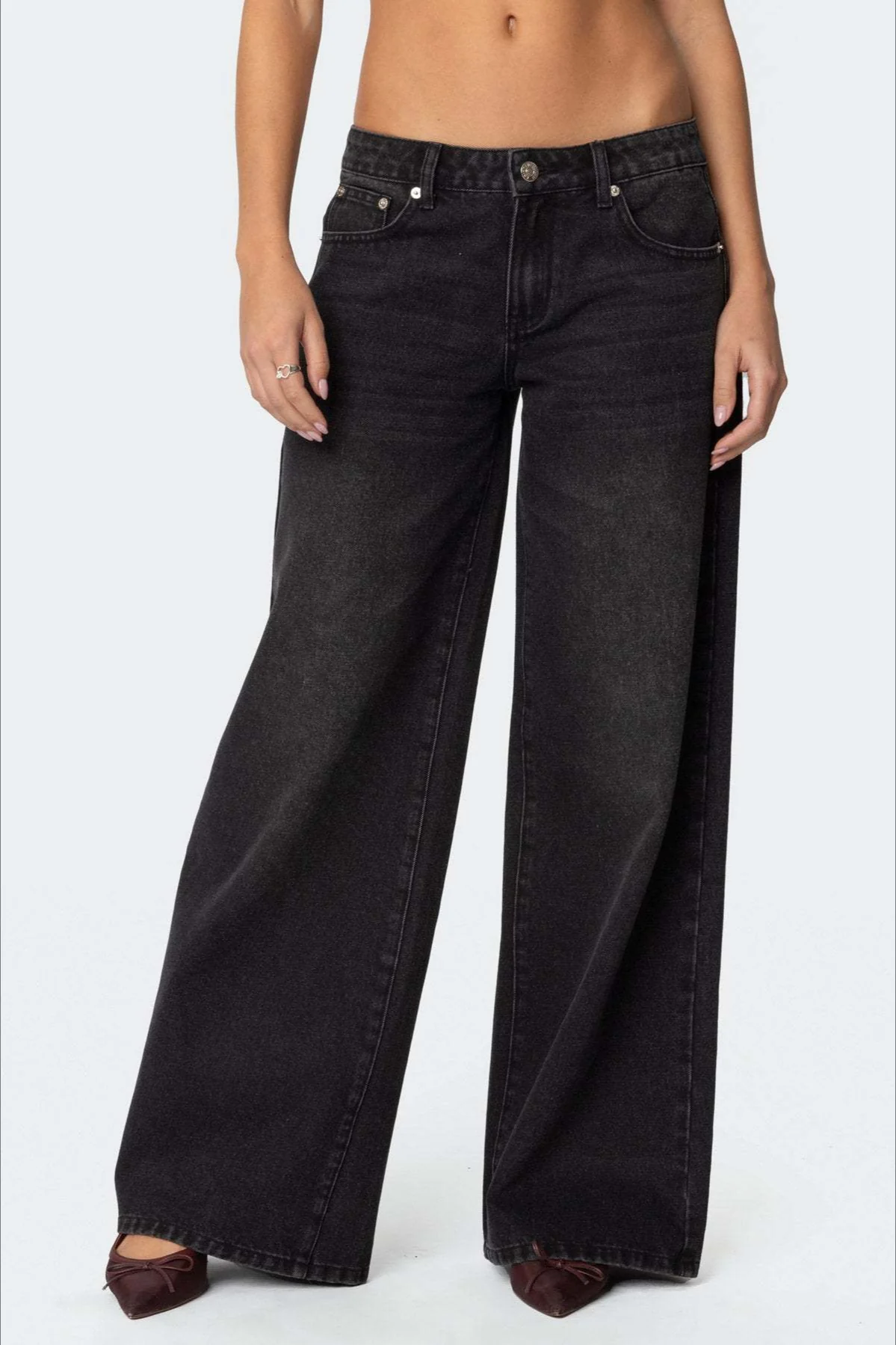 Loose Wide Leg Fashion Printed Denim Jeans - Image 5