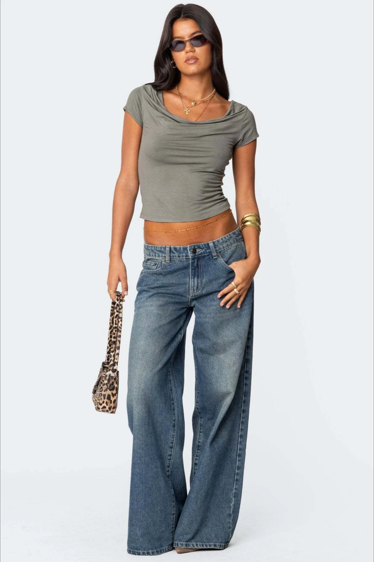 Loose Wide Leg Fashion Printed Denim Jeans - Image 6
