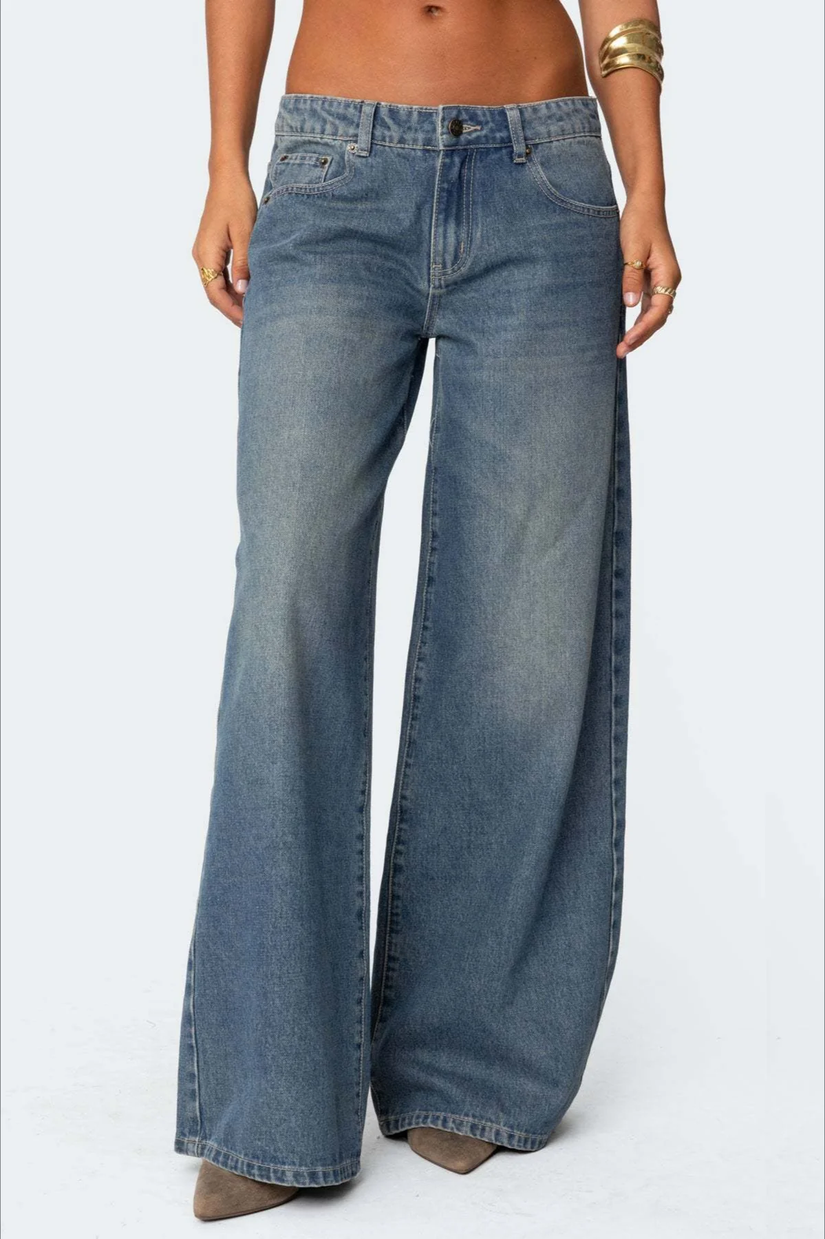 Loose Wide Leg Fashion Printed Denim Jeans - Image 8