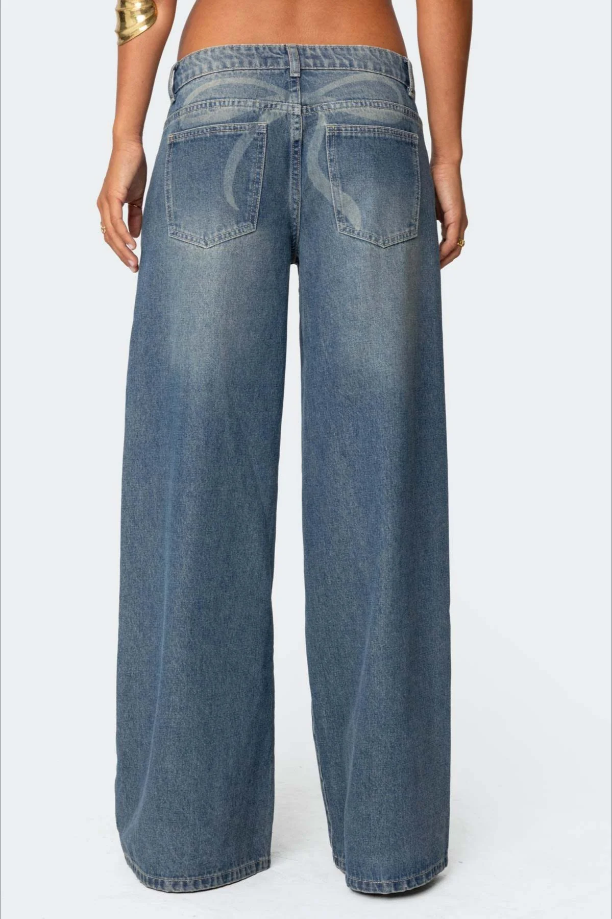 Loose Wide Leg Fashion Printed Denim Jeans - Image 9
