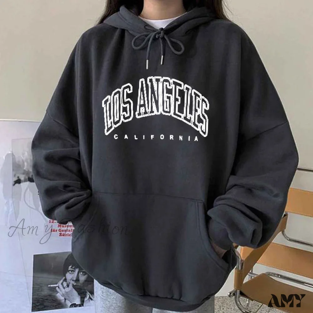 Amy Fashion - Los Angeles California Print Hoody Pullover - Image 5