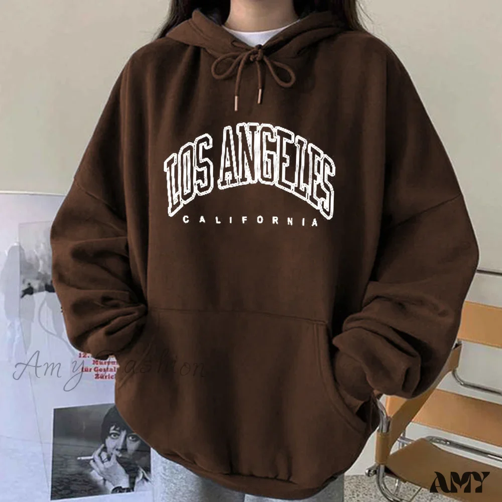 Amy Fashion - Los Angeles California Print Hoody Pullover - Image 6
